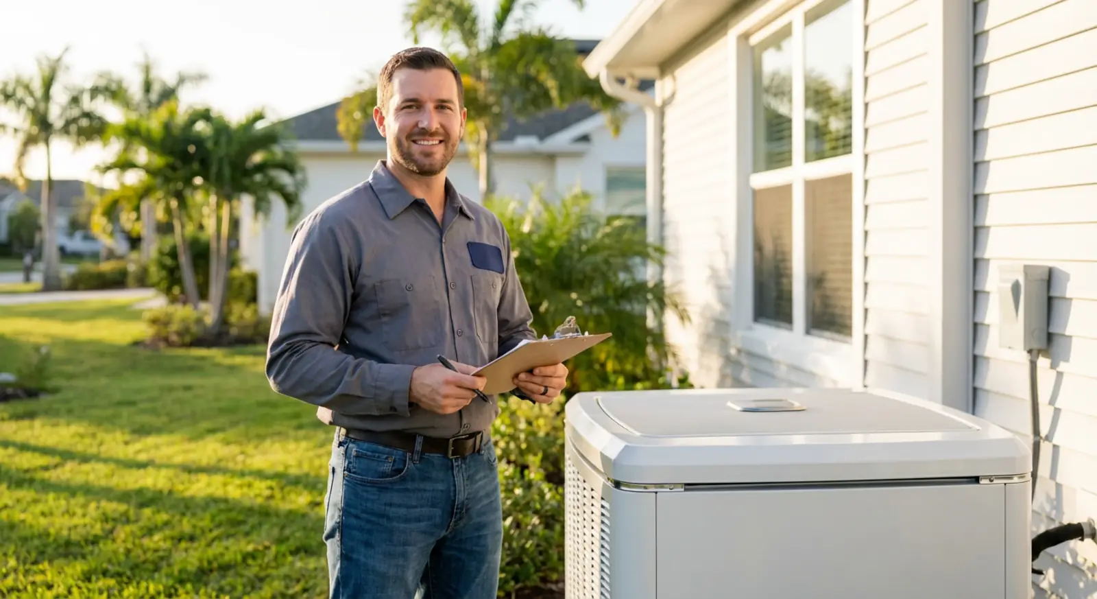 Fouraker Mechanical HVAC technician servicing a Florida home